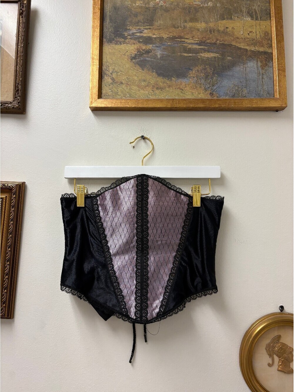 Ashley Nostalgia Handmade Pink and Black boned Corset Size M